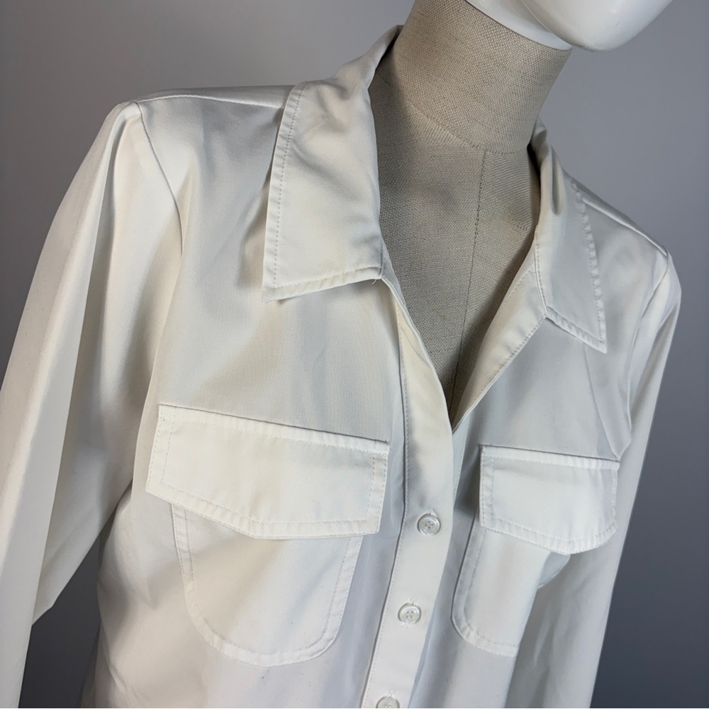 ❤️Calvin Klein White Utility Button-Down Shirt M - Picture 3 of 10